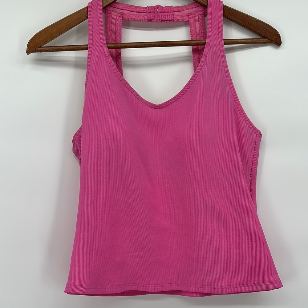 Land’s End hot pinkTankini Swim Top short waist built in bra